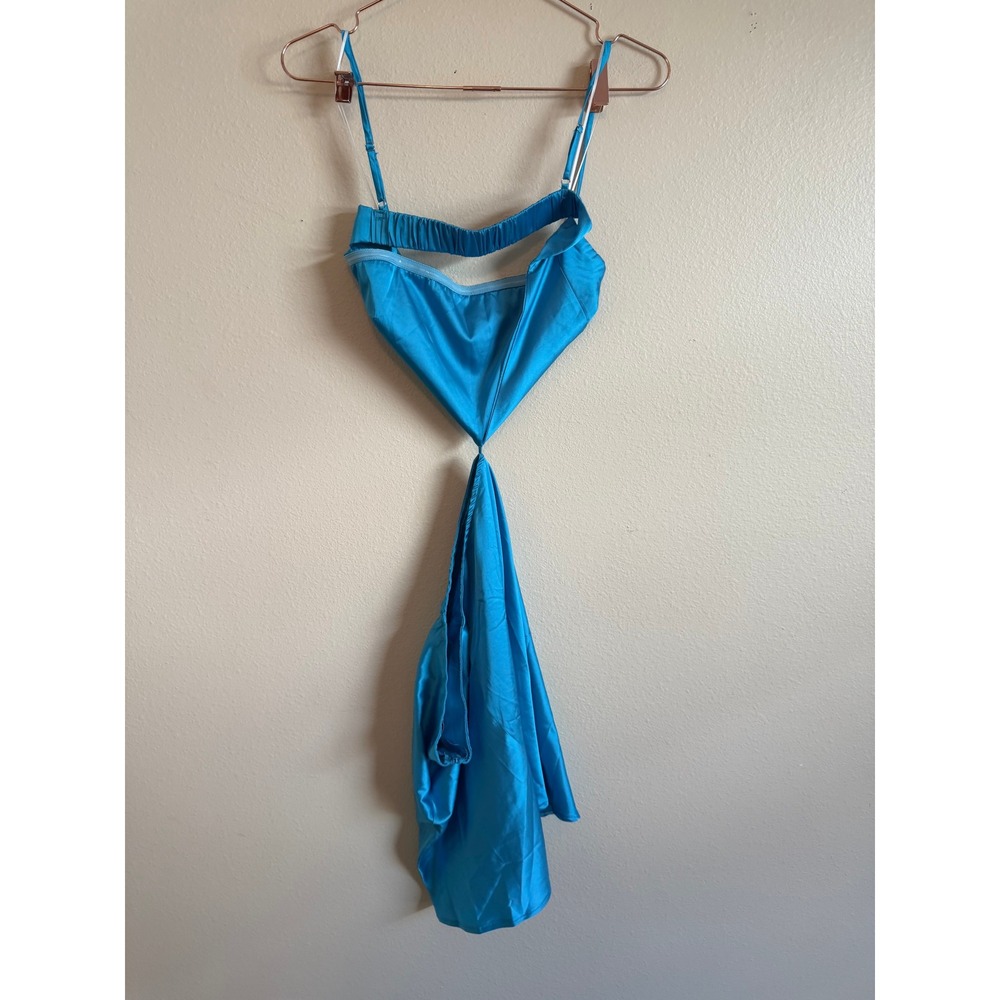 Princess Polly Mini Dress Women 12 Blue Cutout Satin Party Clubwear Strappy - Picture 4 of 7